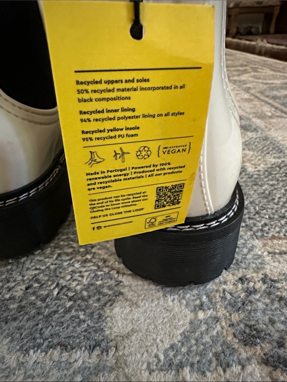 Lemon Jelly NWT Sz 38 Cream & Black Lug Sole Chelsea Rain Boots vegan recycled - Picture 6 of 6